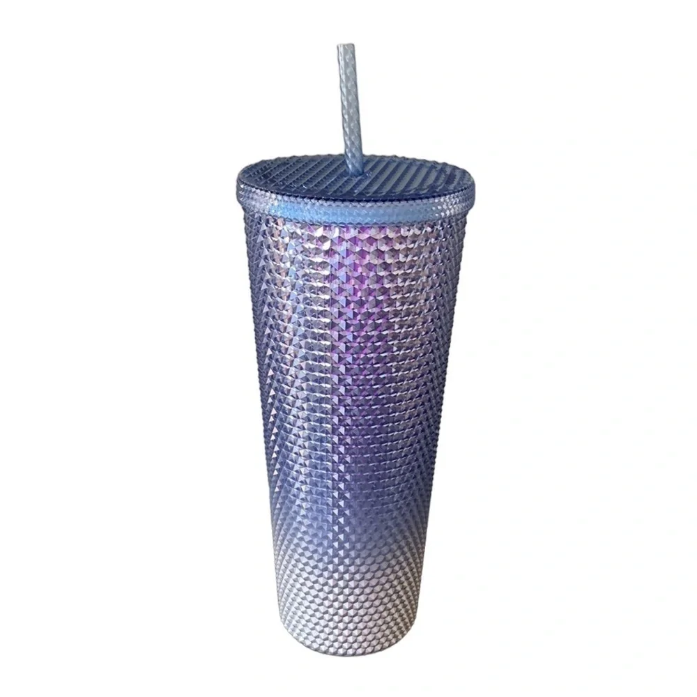 Starbucks Blue‎ Silver Icicle Ombre Bling Studded Venti 24 Oz Tumbler 2023 NWT